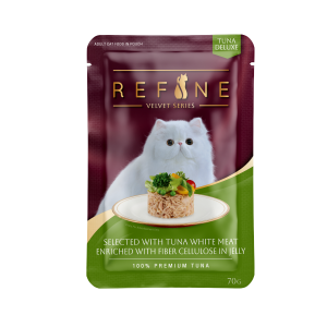 REFINE Premium Cat Pouch - Selected With Tuna White Fibre Cellulose In Jellly (70g)